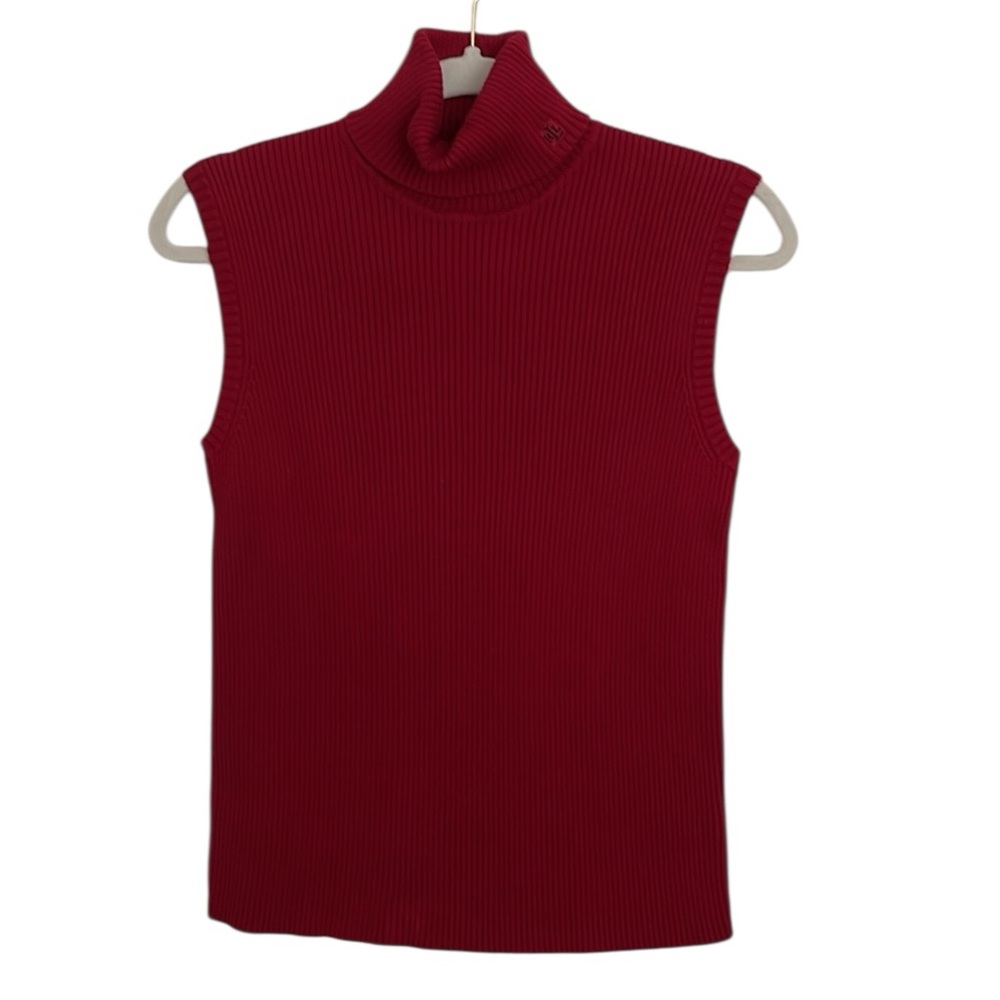 Vintage Lauren Ralph Lauren sleeveless cotton turtleneck w logo made n Japan